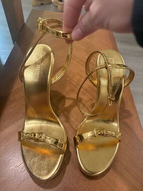 Steve Madden Gold Metallic Ankle-Strap Heels